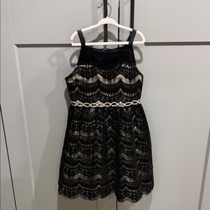 Rare Editions Black and Gold Lace Kids Dress size 7